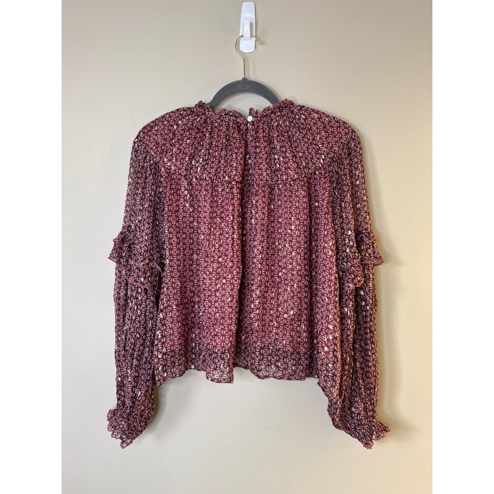 Oliphant Ruffle Sleeve Blouse Morocco Petal Pink Gold Size XXS - Picture 5 of 7